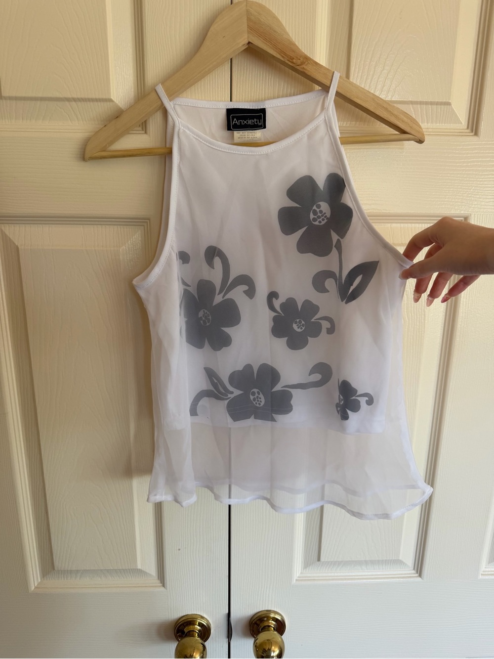 White Sheer Floral Halter Tank